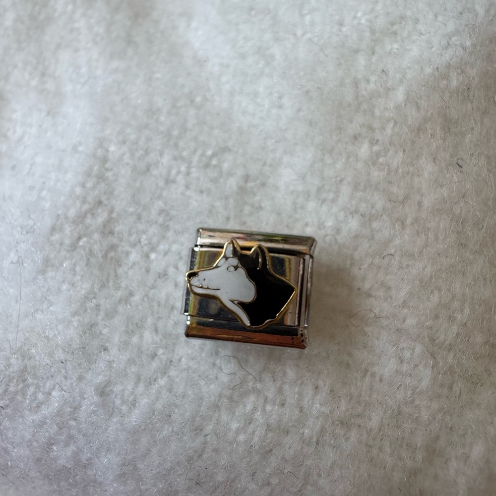 Black and White Dog Italian Charm Link